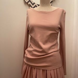 Long Sleeve Cotton Tee, Size M, Pink